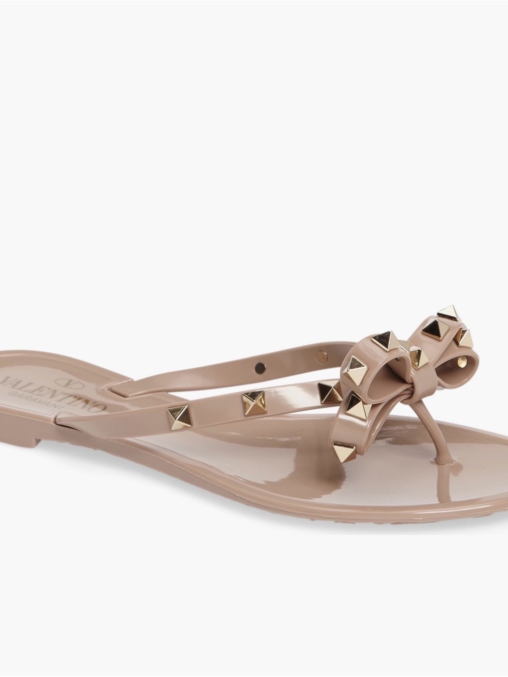 EUC Valentino Nude/Pink Rockstud Jelly Bow Flat Sandals Size 40 (US 9/9.5)